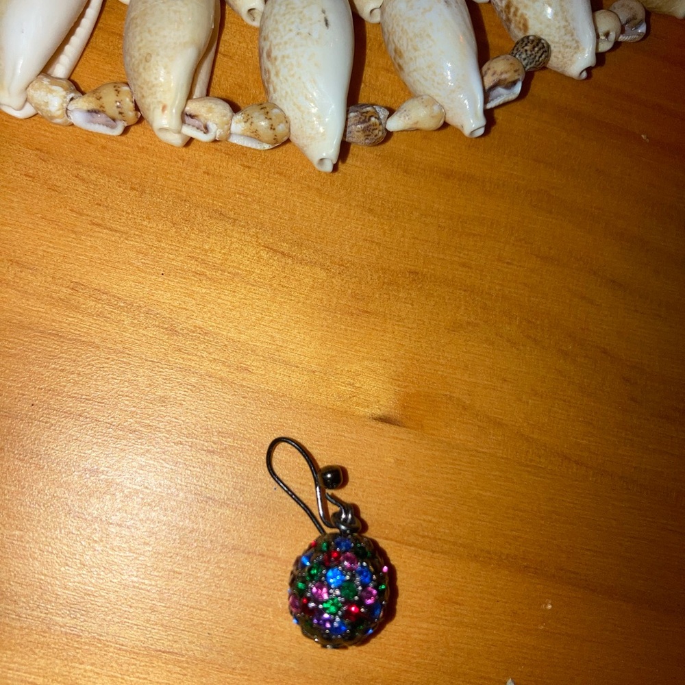 Multi-Colored Rhinestones Dangle Ball Earrings - image 3